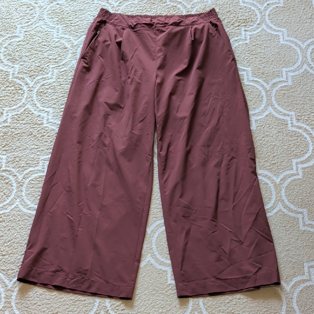 Athleta Brooklyn Wide-Leg Crop Pants Cognac EUC - Picture 2 of 5